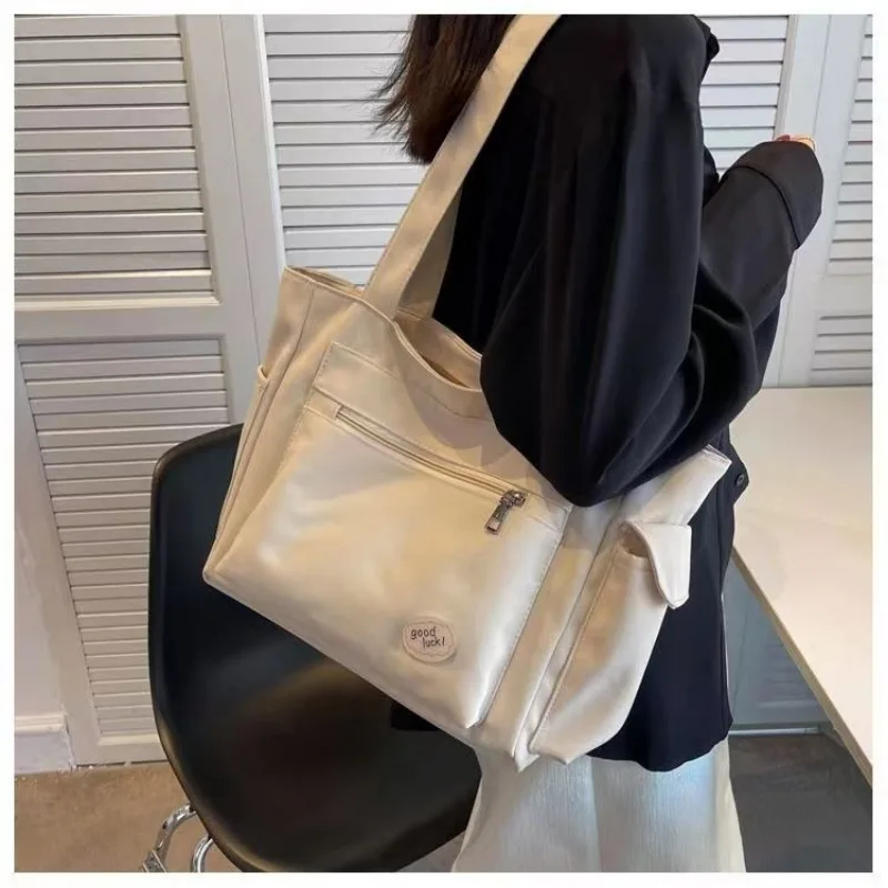 Fashion Women's Canvas Shoulder Bag, Large Capacity Student Tote Bag, Casual Commute Handbag, Eco-friendly Reusable Shopping Bag