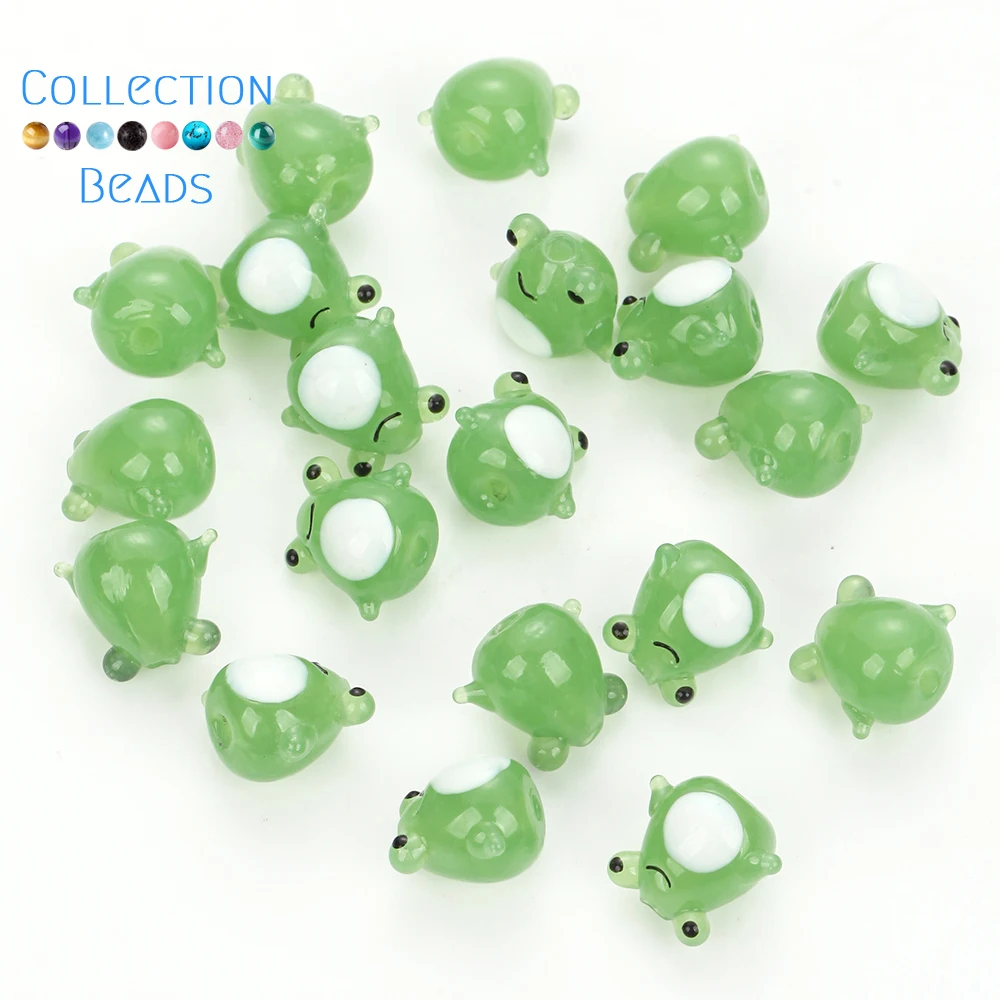 16x14mm Green Frog Lampwork Animals Charms Beads Loose Spacer Beads DIY Jeweley Making Supplies Bracelet Accessories Decoration