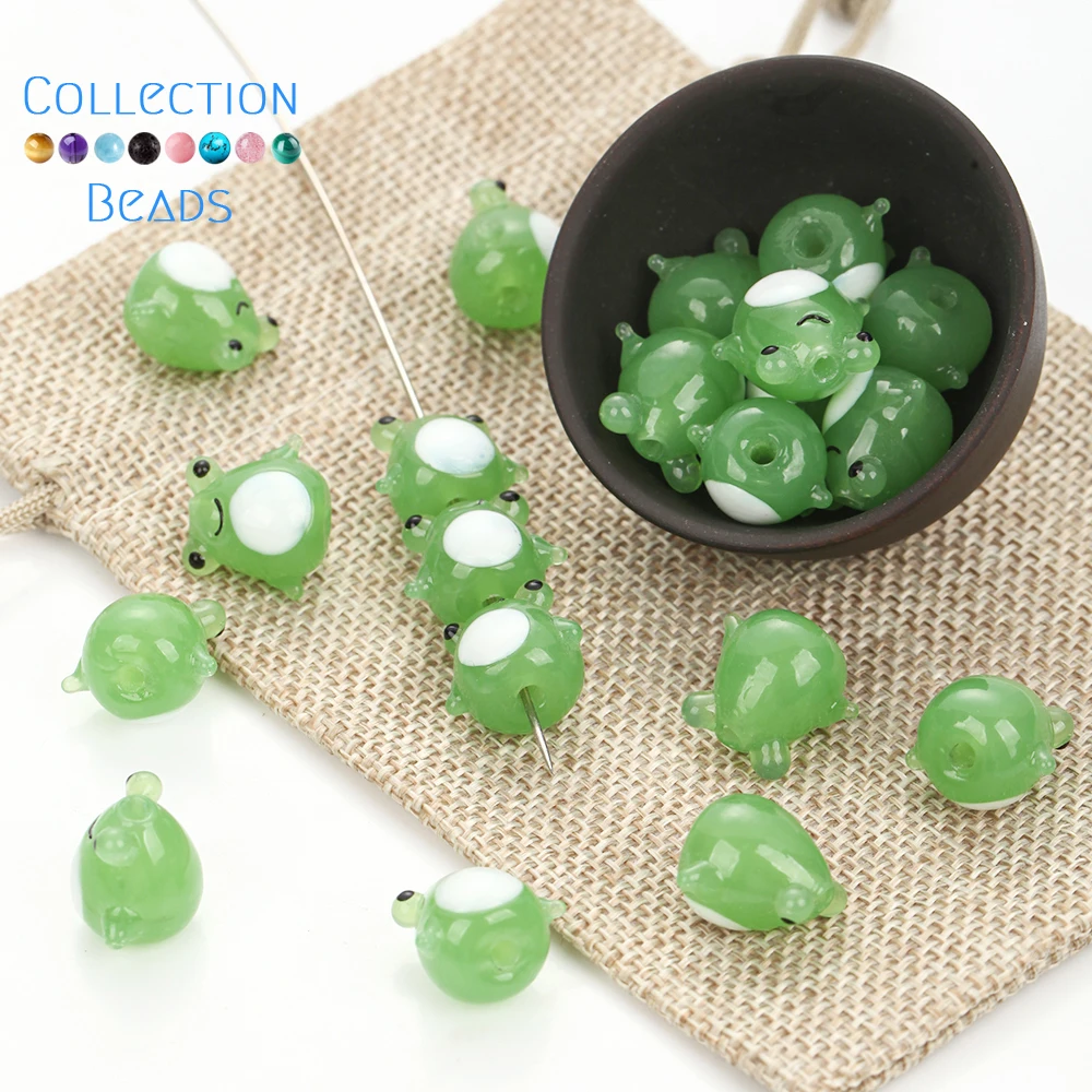 16x14mm Green Frog Lampwork Animals Charms Beads Loose Spacer Beads DIY Jeweley Making Supplies Bracelet Accessories Decoration