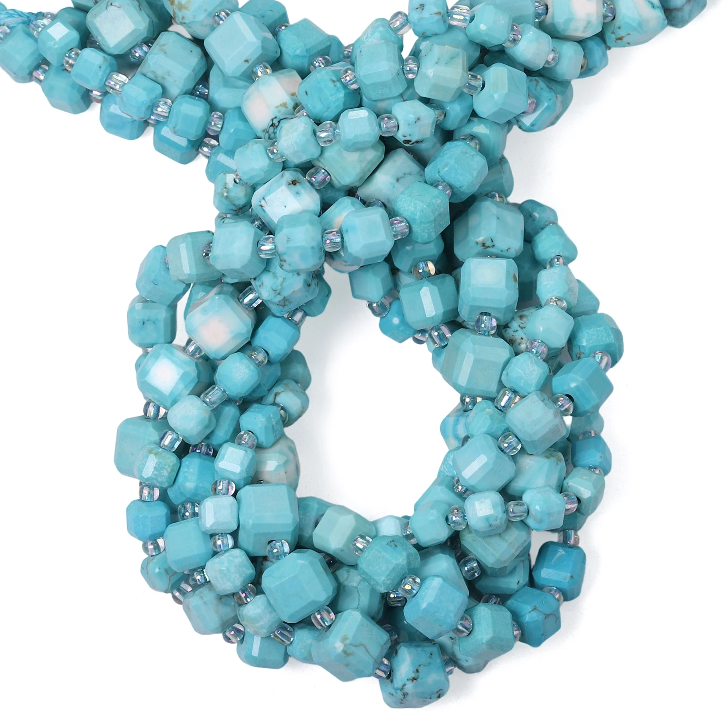 Wholesale Blue Turquoise Stone Beads Faceted Charms Square Cube Beads for Jewelry Making Diy Bracelet Beading Accessories