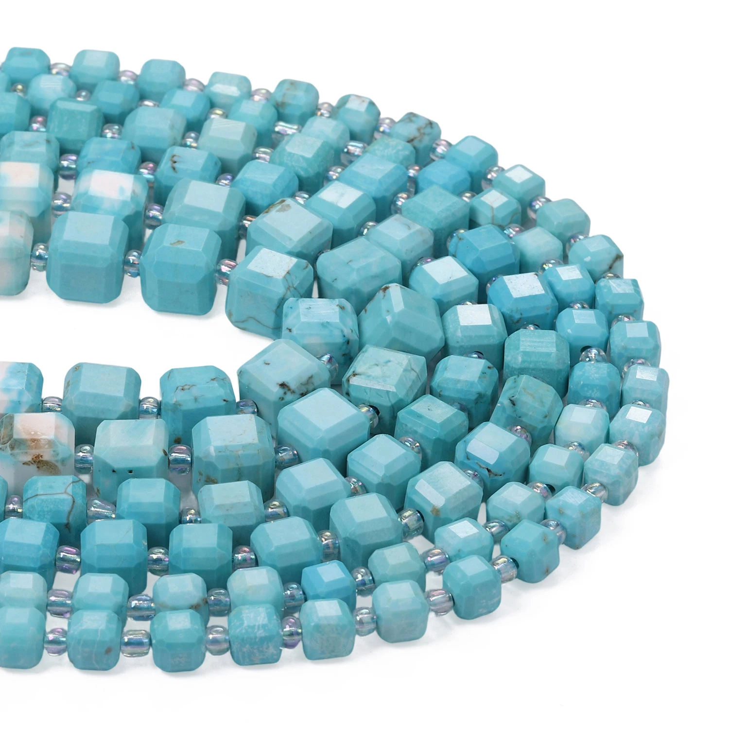 Wholesale Blue Turquoise Stone Beads Faceted Charms Square Cube Beads for Jewelry Making Diy Bracelet Beading Accessories