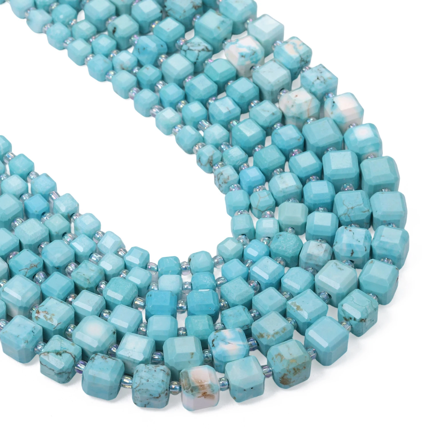Wholesale Blue Turquoise Stone Beads Faceted Charms Square Cube Beads for Jewelry Making Diy Bracelet Beading Accessories