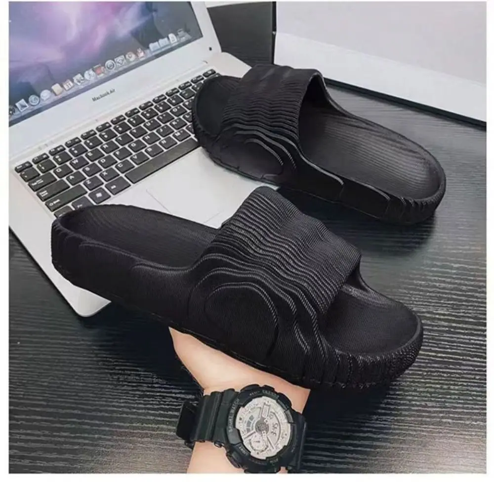 Luxury Non Slip Men's Slippers Soft Bottom PVC Solid Beach Slippers Unisex Thick-soled Sandals Summer