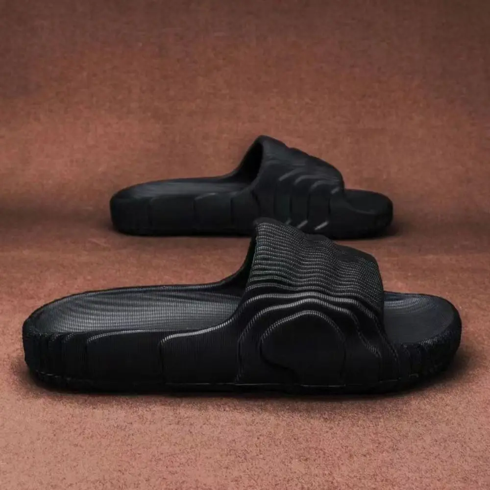 Luxury Non Slip Men's Slippers Soft Bottom PVC Solid Beach Slippers Unisex Thick-soled Sandals Summer