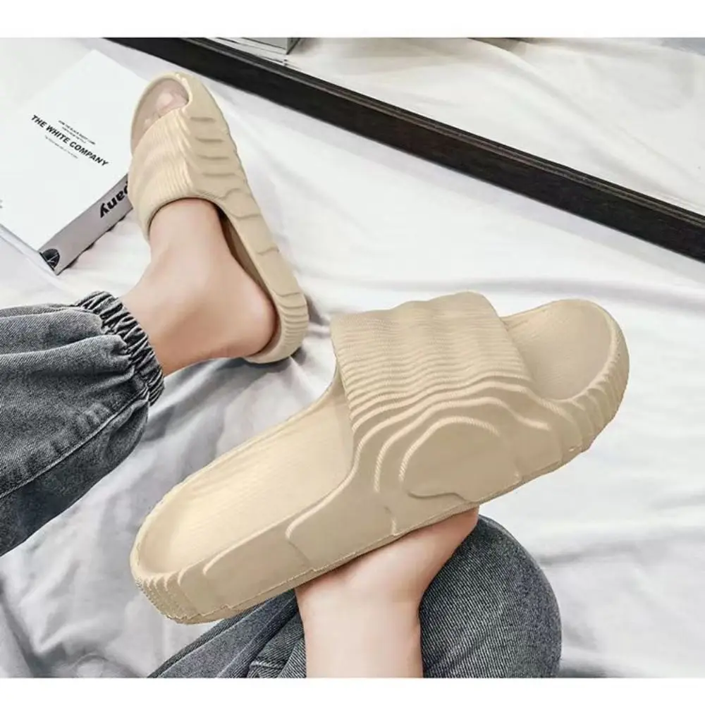 Luxury Non Slip Men's Slippers Soft Bottom PVC Solid Beach Slippers Unisex Thick-soled Sandals Summer