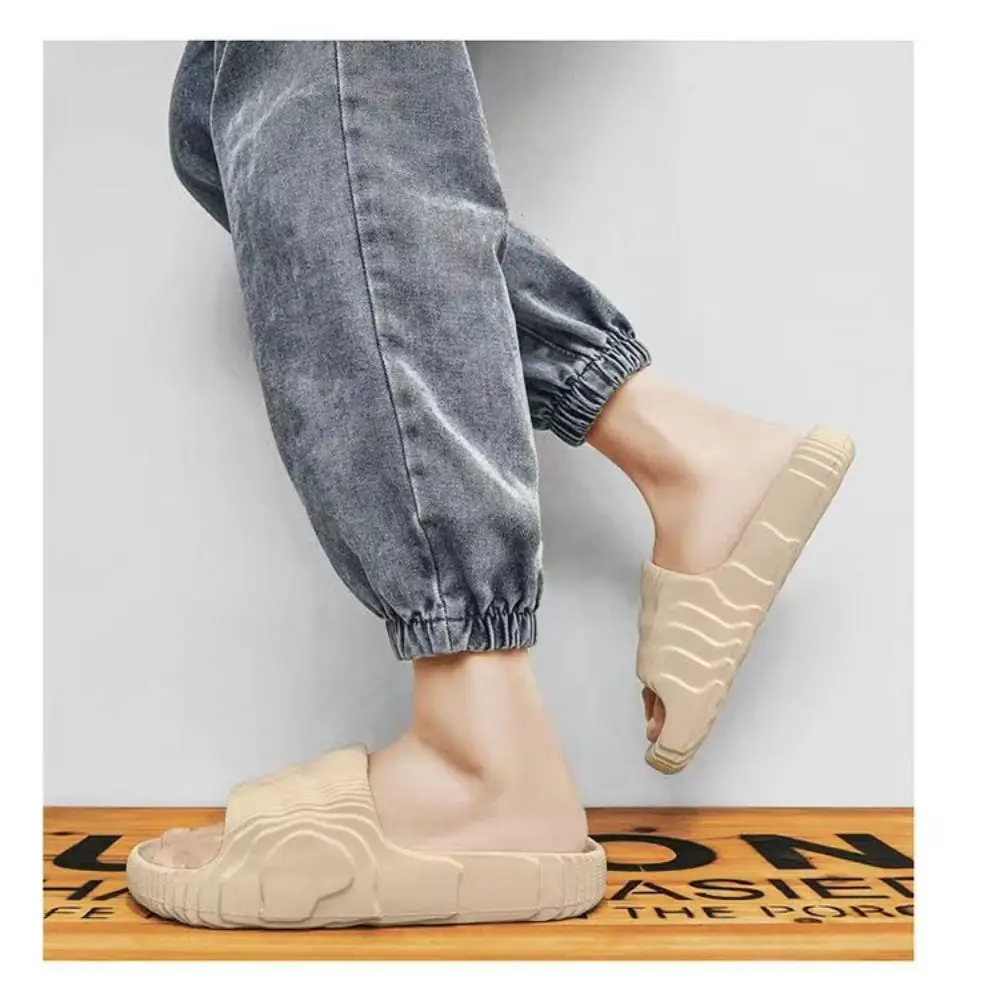 Luxury Non Slip Men's Slippers Soft Bottom PVC Solid Beach Slippers Unisex Thick-soled Sandals Summer
