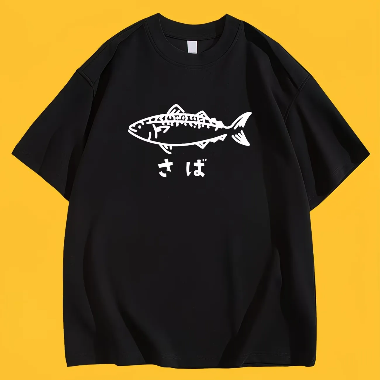 Japanese Saba Mackerel Fish T-Shirt Women Men Minimalist Hirajuku Streetwear Graphic Tee Summer Short Sleeve White Casual Tops