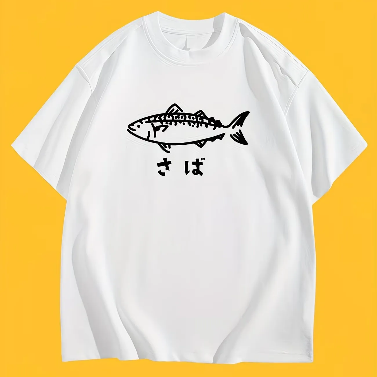 Japanese Saba Mackerel Fish T-Shirt Women Men Minimalist Hirajuku Streetwear Graphic Tee Summer Short Sleeve White Casual Tops