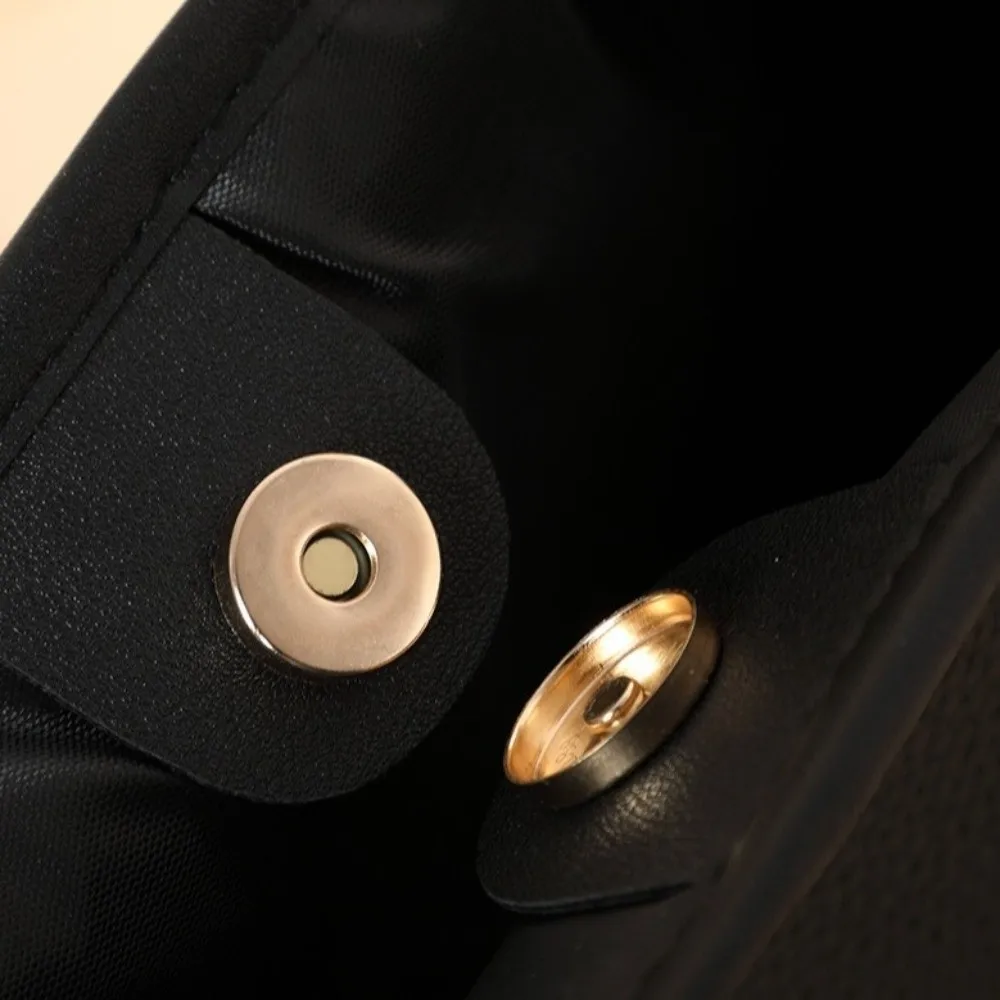 Chic Litchi Texture Tote Bag Snap Button Design Large Capacity Shoulder Bag Crossbody Leather Handbags Women