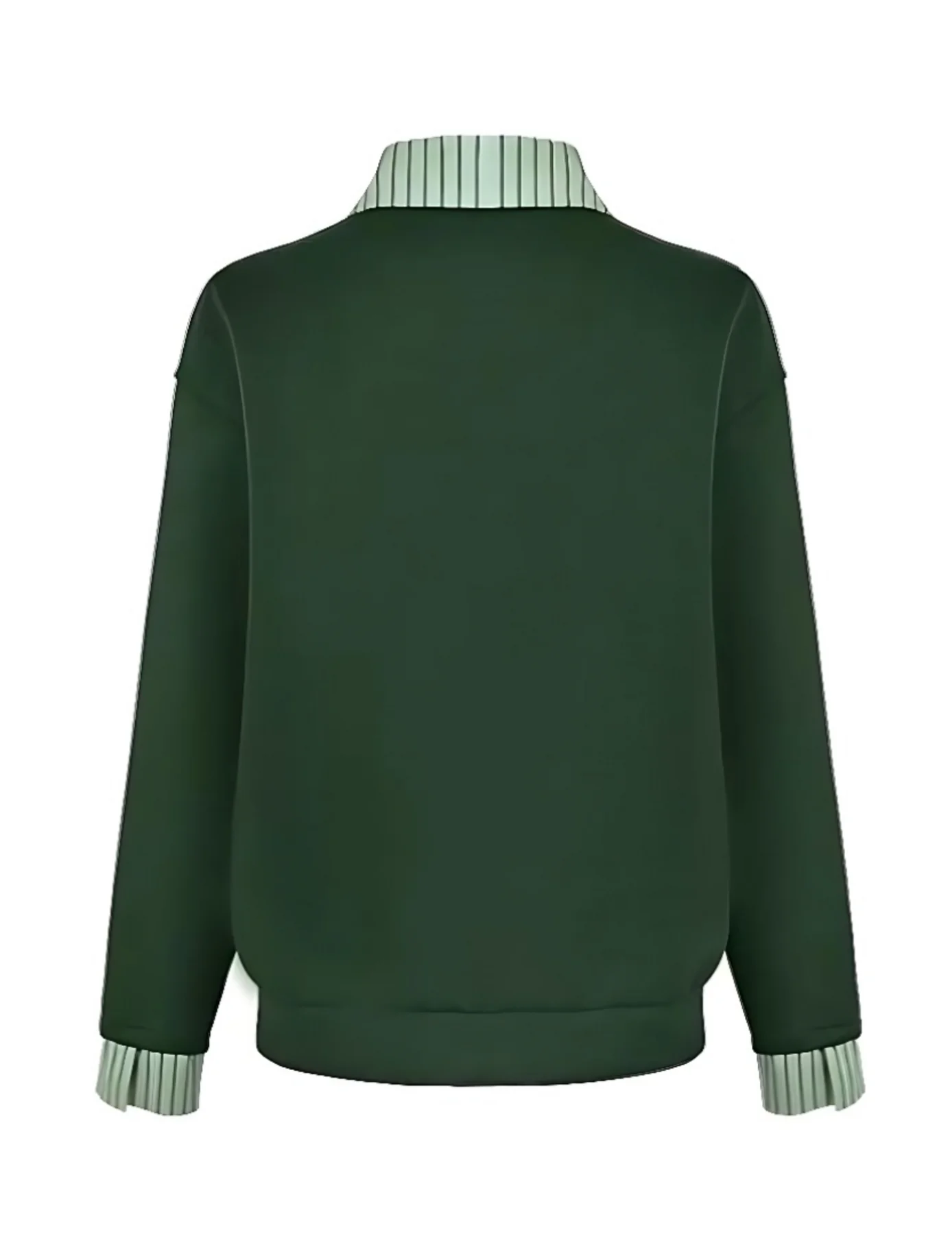 Women's solid-color long-sleeve polo shirt with color-block collar design stylish and casual knitted top for spring and summer