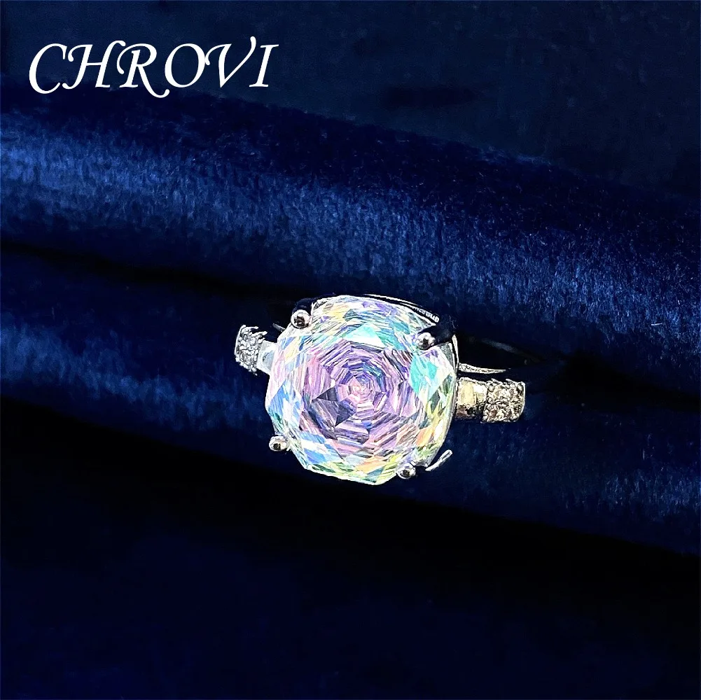 High-grade 925 Sterling Silver Luxury Versatile Gorgeous Colorful Gemstone Gradient Ring for Women, Paraiba Ring