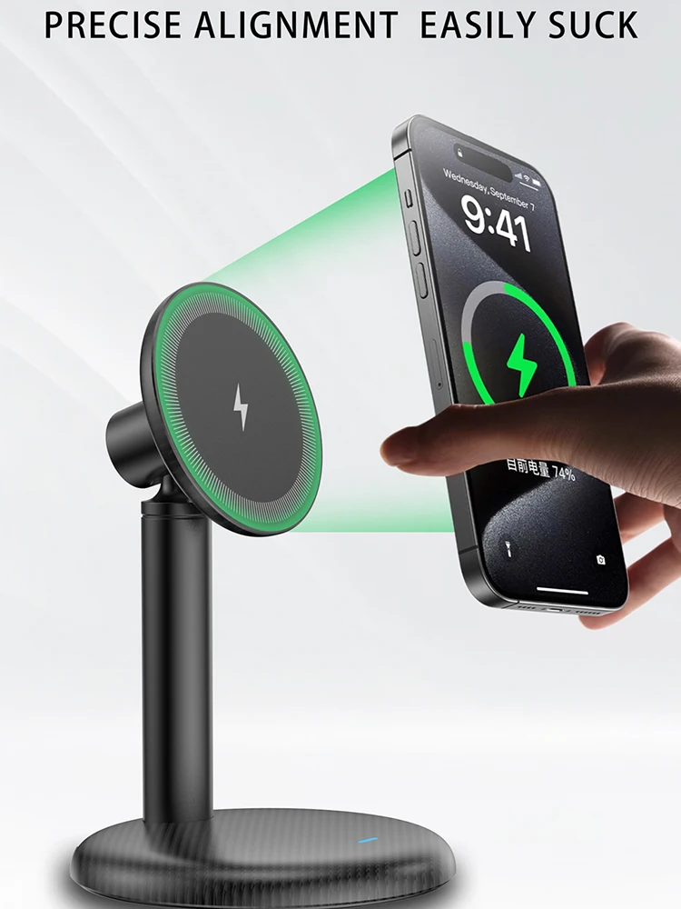 Newest Product in 2026 Desktop Wireless Charger Stand for iphone Samsung Office Home Travel Magnetic Wireless Charger Holder