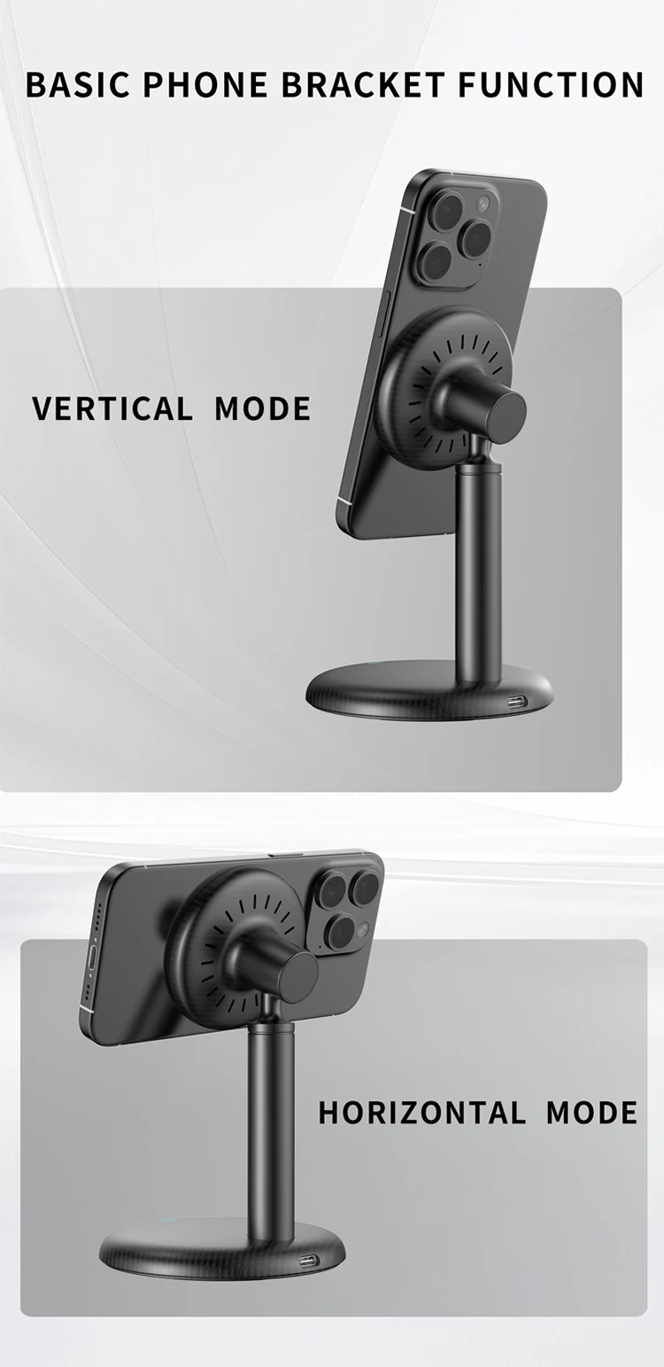 Newest Product in 2026 Desktop Wireless Charger Stand for iphone Samsung Office Home Travel Magnetic Wireless Charger Holder