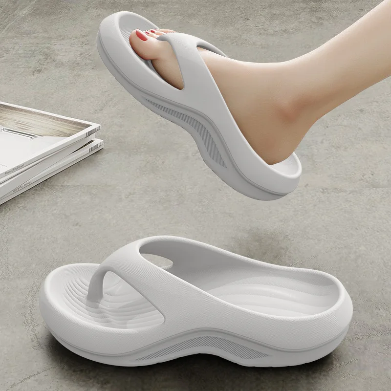 Women's EVA Thick-Heeled Sandals Anti-Slip Odor-Resistant Outdoor Wearable Flip Flops Comfortable Summer Slippers