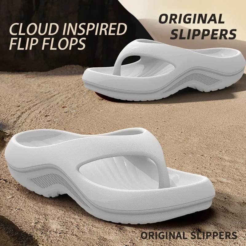 Women's EVA Thick-Heeled Sandals Anti-Slip Odor-Resistant Outdoor Wearable Flip Flops Comfortable Summer Slippers