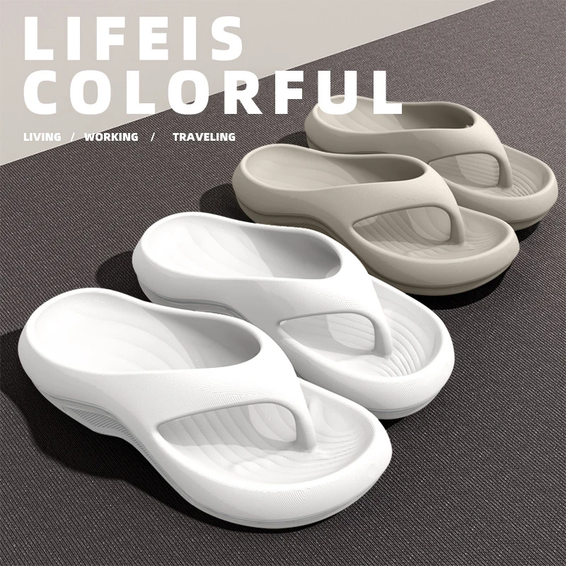 Women's EVA Thick-Heeled Sandals Anti-Slip Odor-Resistant Outdoor Wearable Flip Flops Comfortable Summer Slippers
