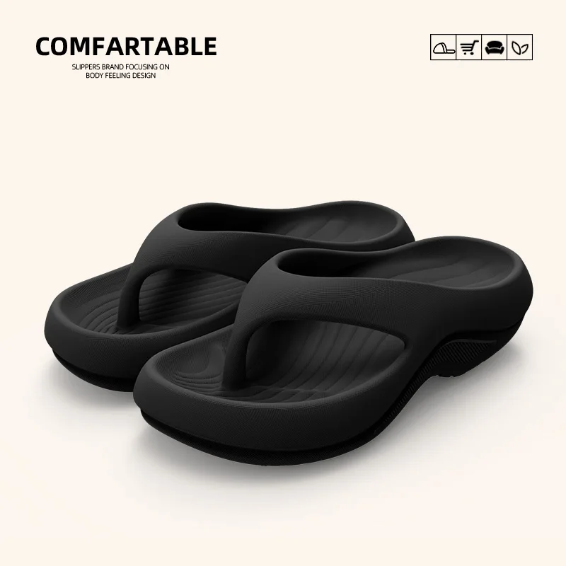 Women's EVA Thick-Heeled Sandals Anti-Slip Odor-Resistant Outdoor Wearable Flip Flops Comfortable Summer Slippers