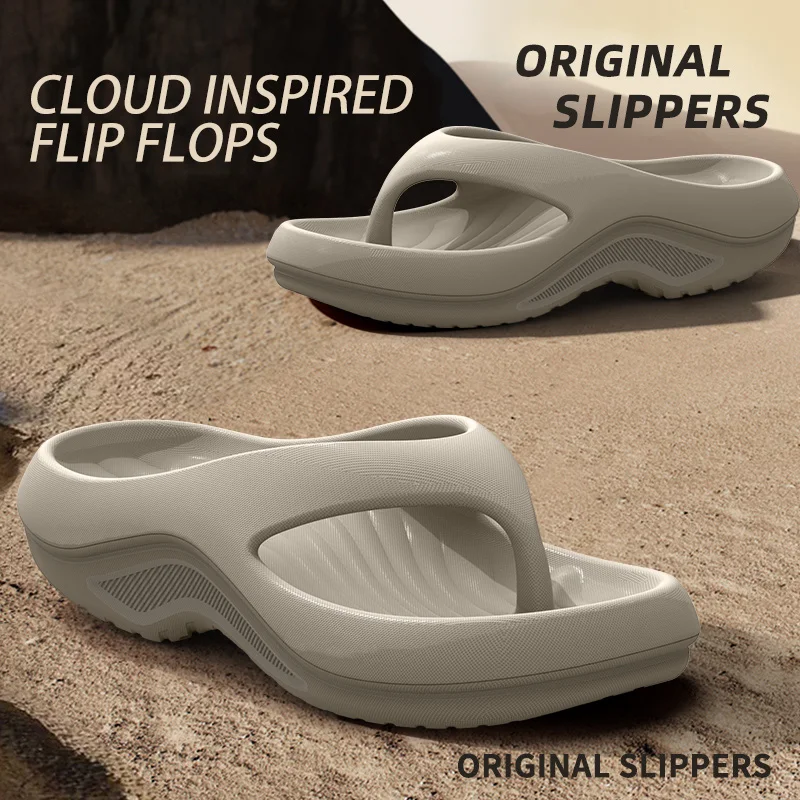 Women's EVA Thick-Heeled Sandals Anti-Slip Odor-Resistant Outdoor Wearable Flip Flops Comfortable Summer Slippers