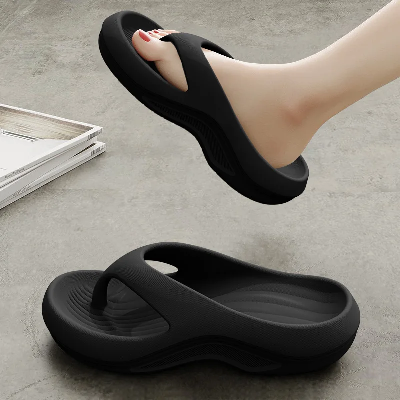 Women's EVA Thick-Heeled Sandals Anti-Slip Odor-Resistant Outdoor Wearable Flip Flops Comfortable Summer Slippers