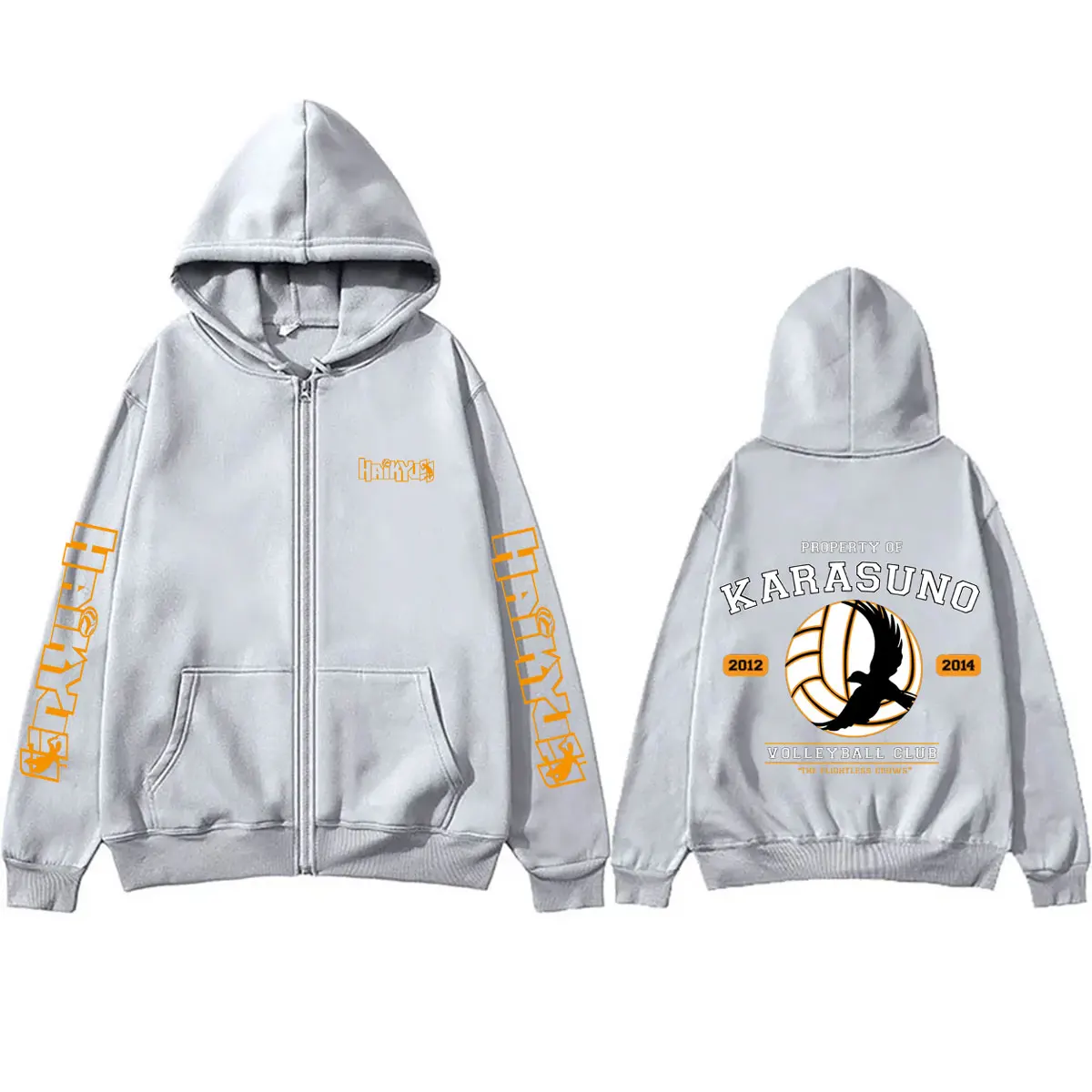 Anime Haikyuu PROPERTY OF KARASUNO VOLLEYBALL CLUB Merch Zipper Hoodie Men Women Cosplay Harajuku Oversized Zip Up Jacket Coat