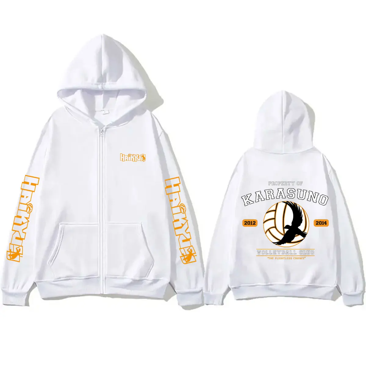 Anime Haikyuu PROPERTY OF KARASUNO VOLLEYBALL CLUB Merch Zipper Hoodie Men Women Cosplay Harajuku Oversized Zip Up Jacket Coat