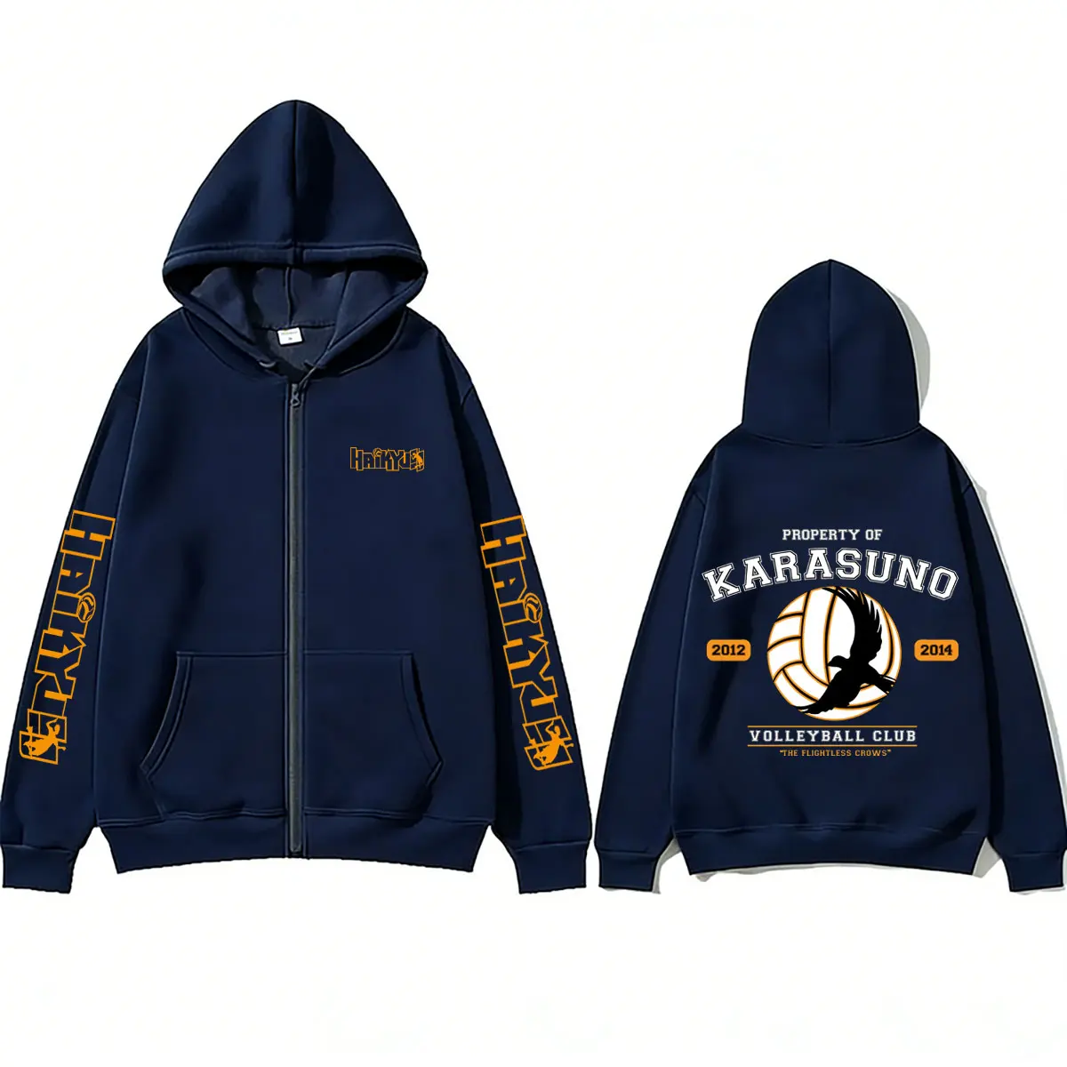 Anime Haikyuu PROPERTY OF KARASUNO VOLLEYBALL CLUB Merch Zipper Hoodie Men Women Cosplay Harajuku Oversized Zip Up Jacket Coat