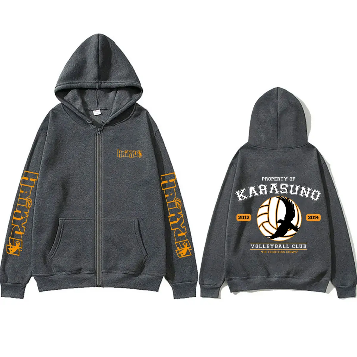 Anime Haikyuu PROPERTY OF KARASUNO VOLLEYBALL CLUB Merch Zipper Hoodie Men Women Cosplay Harajuku Oversized Zip Up Jacket Coat