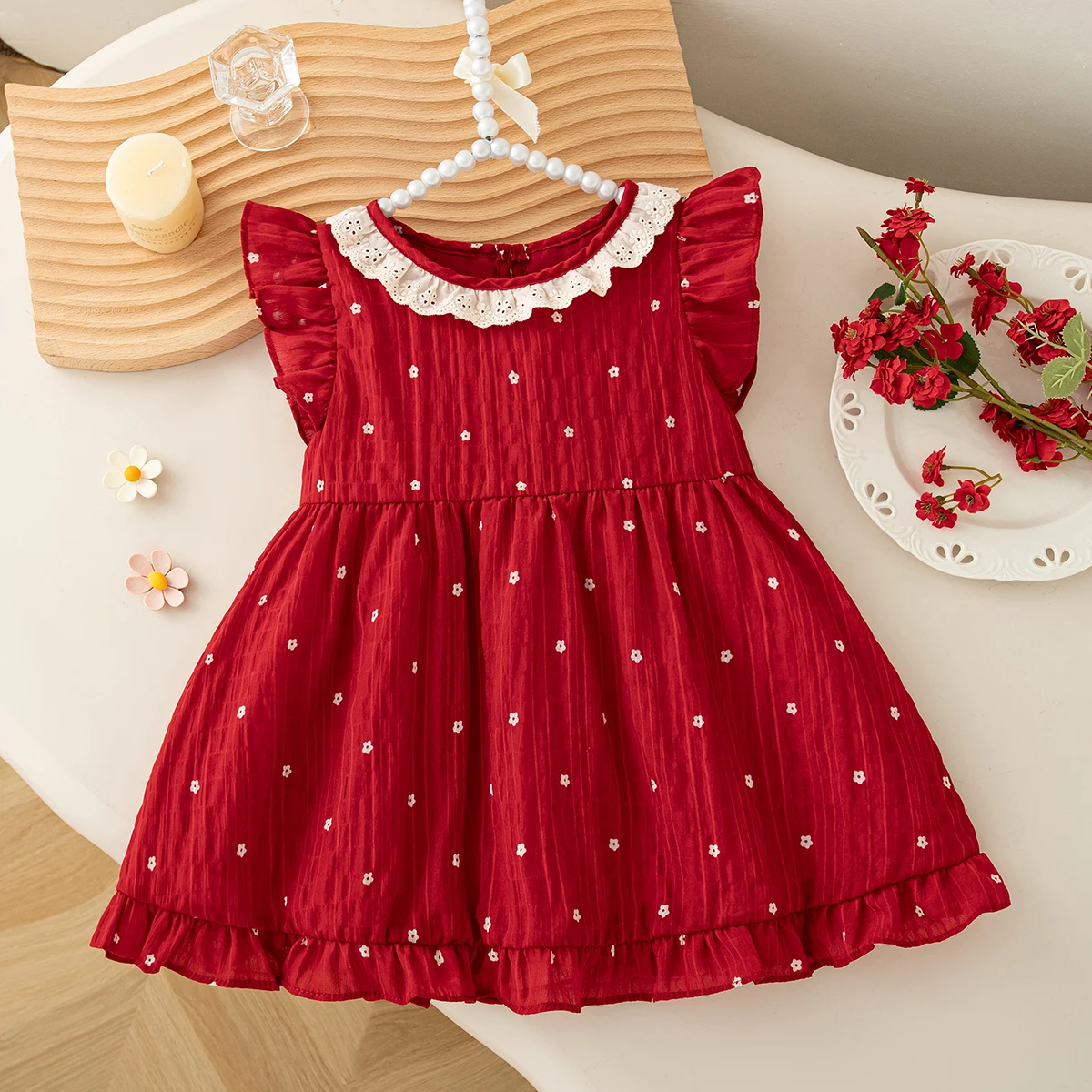 Baby Girl Dress Summer Flowers And Small Flying Sleeves Girl Dress Cute Beach Princess Baby Dress Baby Girl Clothing