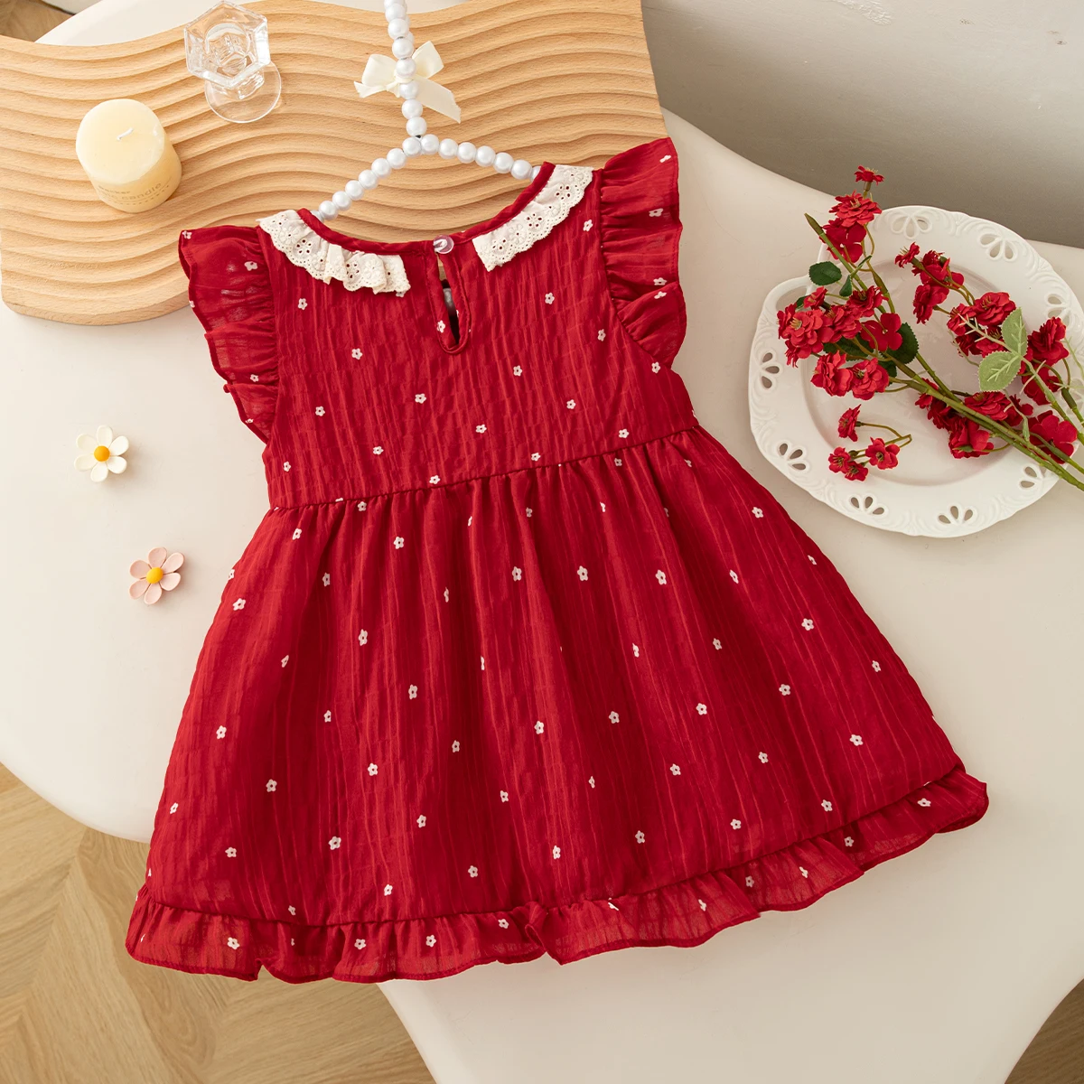 Baby Girl Dress Summer Flowers And Small Flying Sleeves Girl Dress Cute Beach Princess Baby Dress Baby Girl Clothing