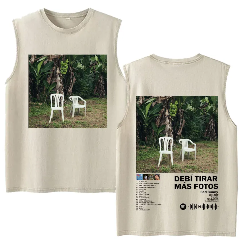 Vintage Washed Fashion Vest Bad Bunny Trendy Graphics Letters Print Mens Clothes Streetwear Harajuku Oversized Casual Tank Tops