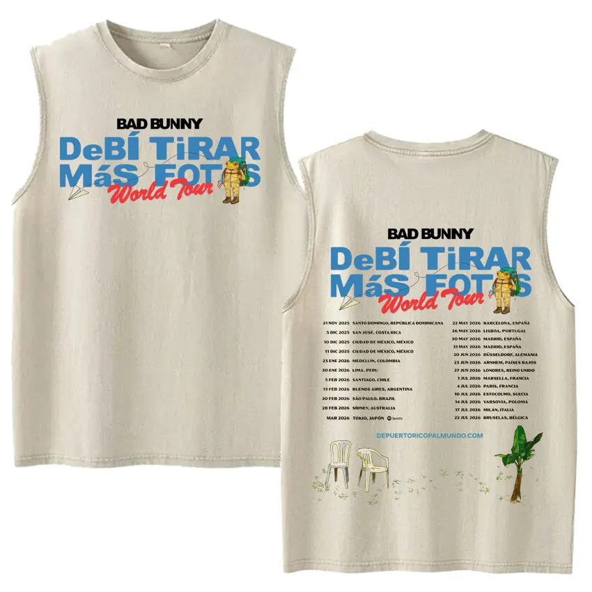 Vintage Washed Fashion Vest Bad Bunny Trendy Graphics Letters Print Mens Clothes Streetwear Harajuku Oversized Casual Tank Tops