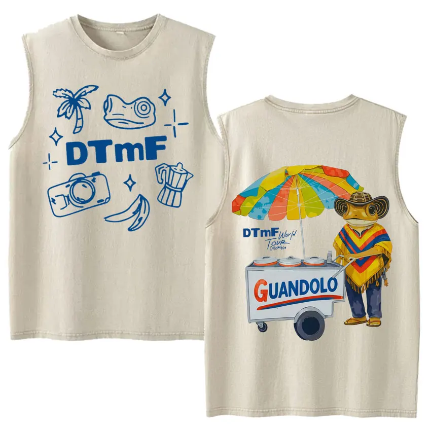 Vintage Washed Fashion Vest Bad Bunny Trendy Graphics Letters Print Mens Clothes Streetwear Harajuku Oversized Casual Tank Tops