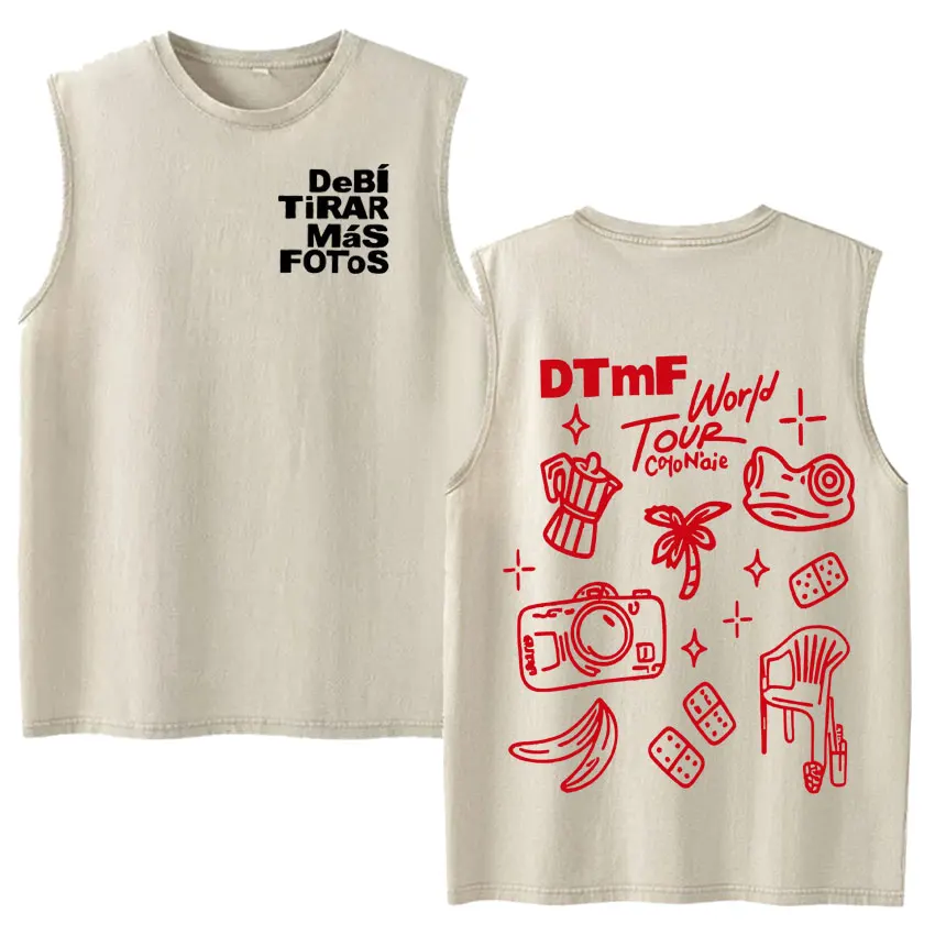 Vintage Washed Fashion Vest Bad Bunny Trendy Graphics Letters Print Mens Clothes Streetwear Harajuku Oversized Casual Tank Tops