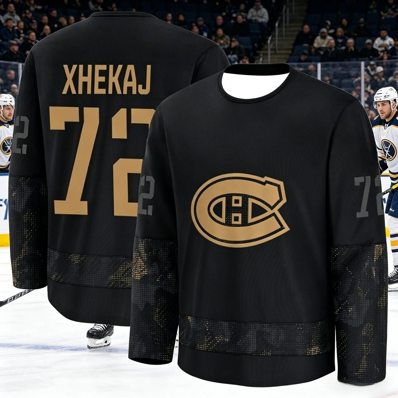 Canadian Men's Best-Selling Ice Hockey Training Suit - Breathable, Quick-Drying Black and Gold Version Long-Sleeved Top Family