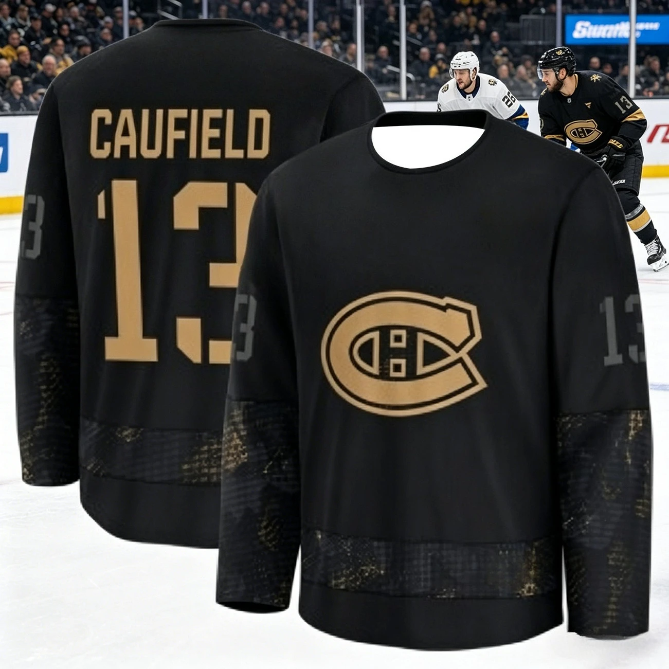 Canadian Men's Best-Selling Ice Hockey Training Suit - Breathable, Quick-Drying Black and Gold Version Long-Sleeved Top Family