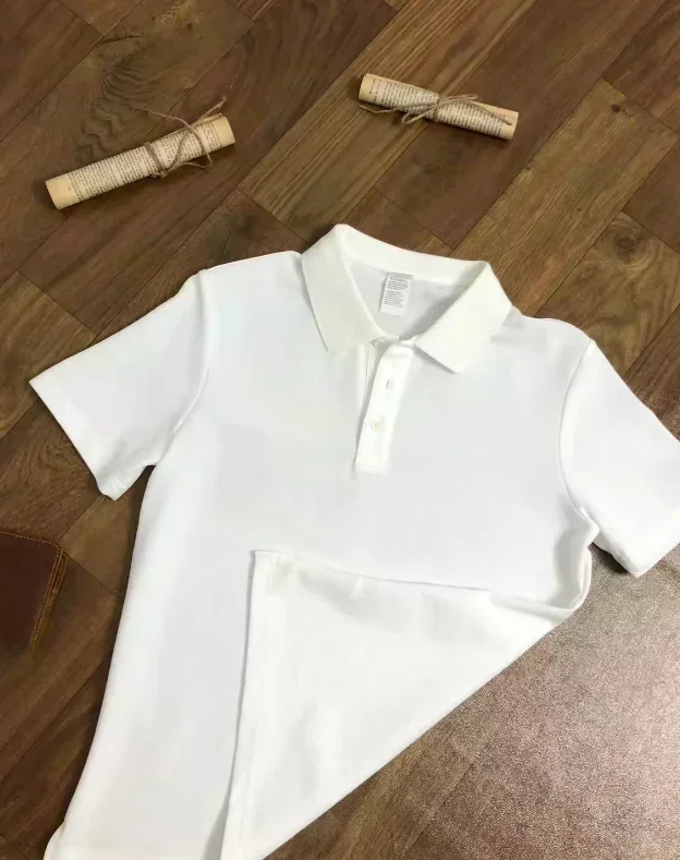 Men's White Short-sleeved Polo Shirt with Punk Guitar Print, Y2K American Trendy Streetwear, Fashionable Retro Classic Shirt.