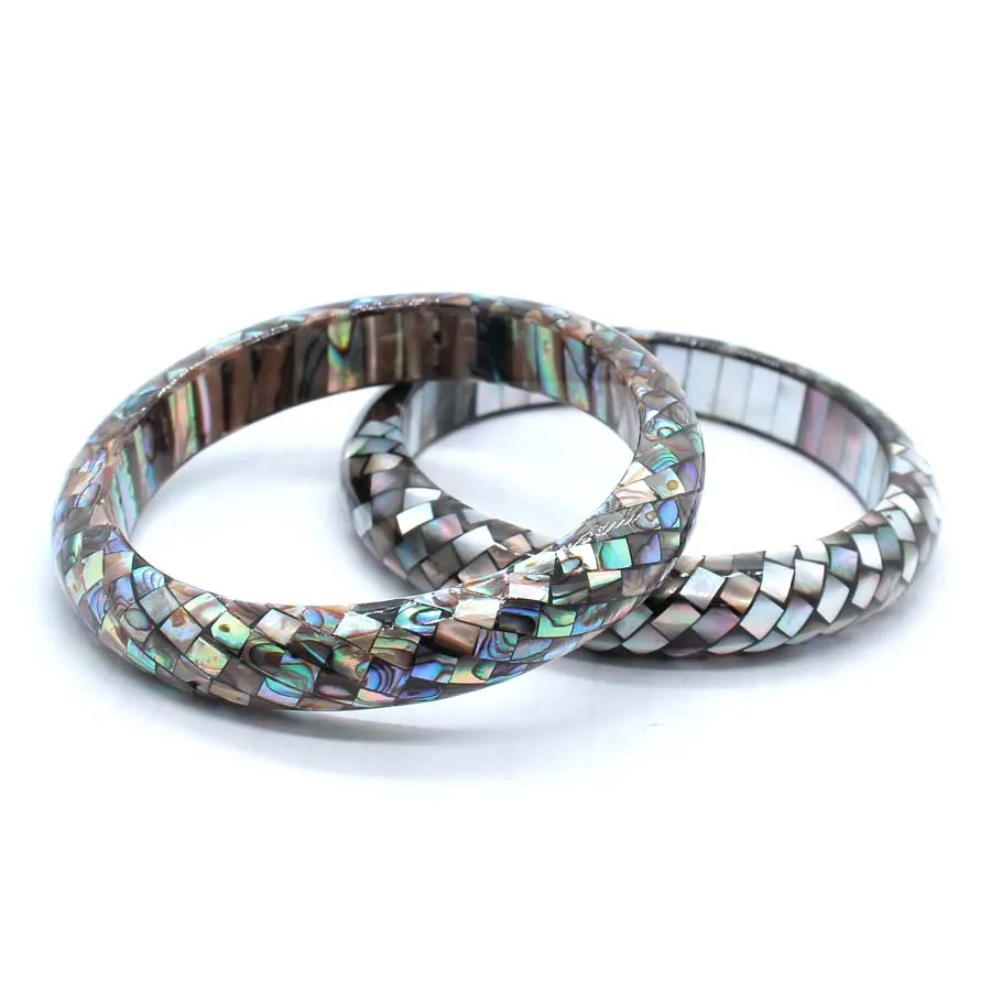 Charms Natural Abalone Shell Mosaic Bangles For Women Yellow Black Shell Joint Choice Bangle Bracelets Jewelry Girls Gifts