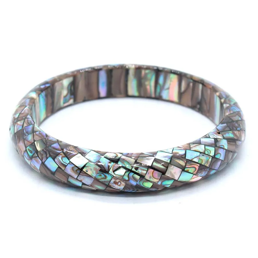 Charms Natural Abalone Shell Mosaic Bangles For Women Yellow Black Shell Joint Choice Bangle Bracelets Jewelry Girls Gifts