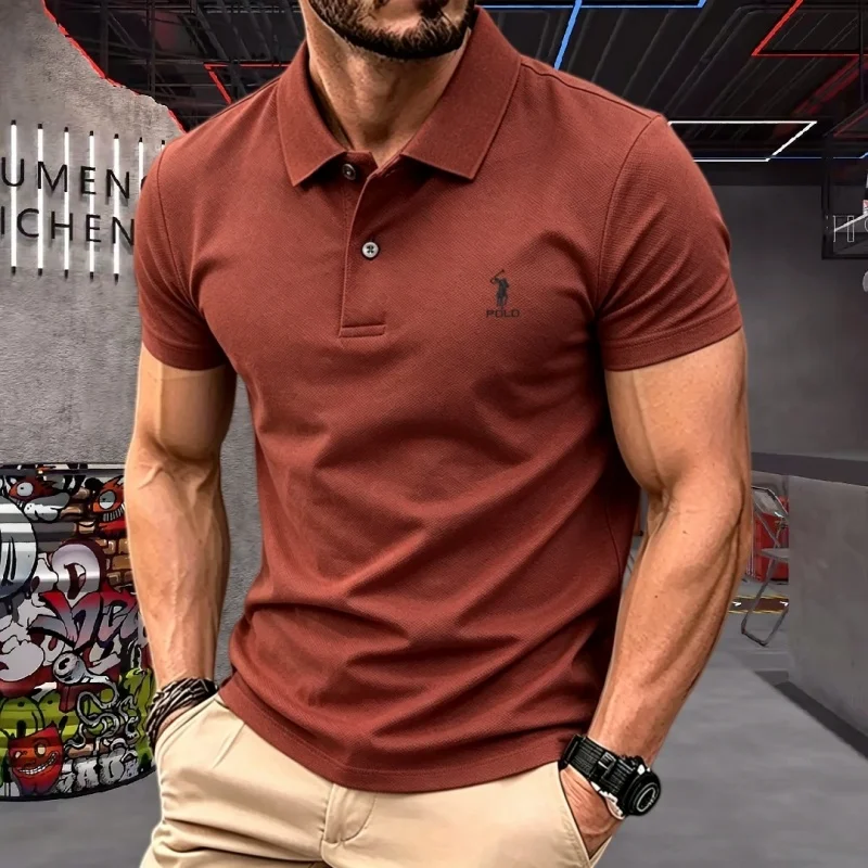 100% pure cotton high-end brand men's short sleeve polo shirt 2026summer luxury classic fashion golf top casual business T-shirt