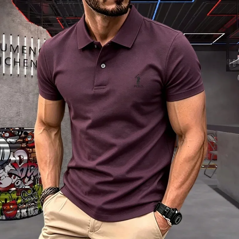 100% pure cotton high-end brand men's short sleeve polo shirt 2026summer luxury classic fashion golf top casual business T-shirt