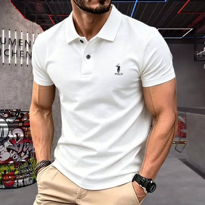 100% pure cotton high-end brand men's short sleeve polo shirt 2026summer luxury classic fashion golf top casual business T-shirt