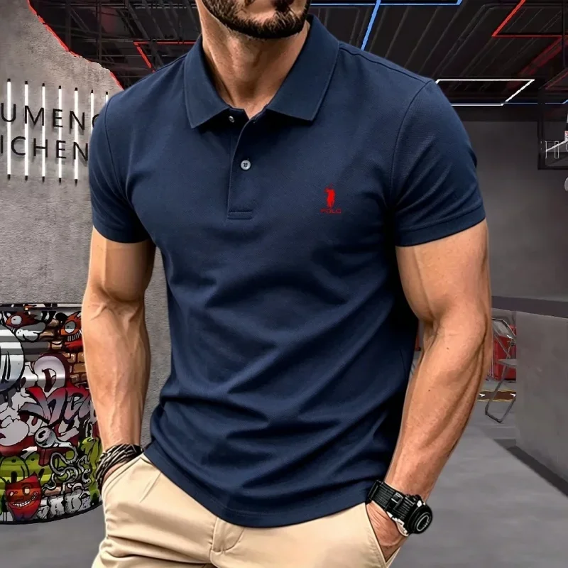 100% pure cotton high-end brand men's short sleeve polo shirt 2026summer luxury classic fashion golf top casual business T-shirt