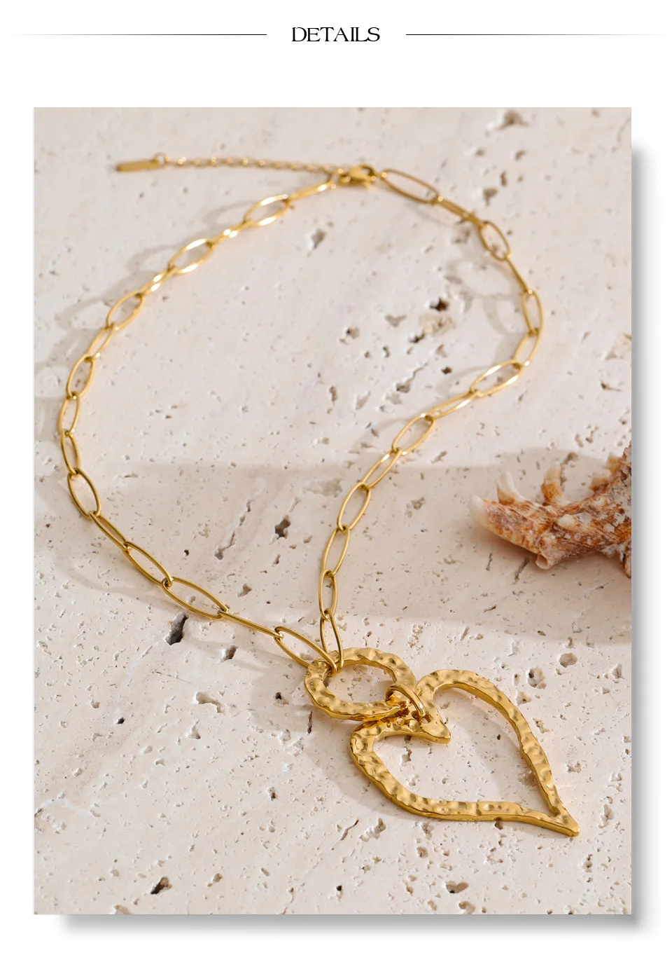 Yhpup Stainless Steel Hollow Heart Love Pendant Necklace 2026 Gold Color PVD Plated Charm Stylish Jewelry Textured Fashion Gift