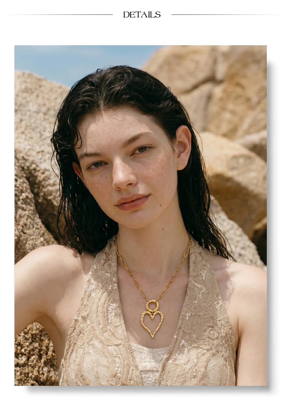 Yhpup Stainless Steel Hollow Heart Love Pendant Necklace 2026 Gold Color PVD Plated Charm Stylish Jewelry Textured Fashion Gift