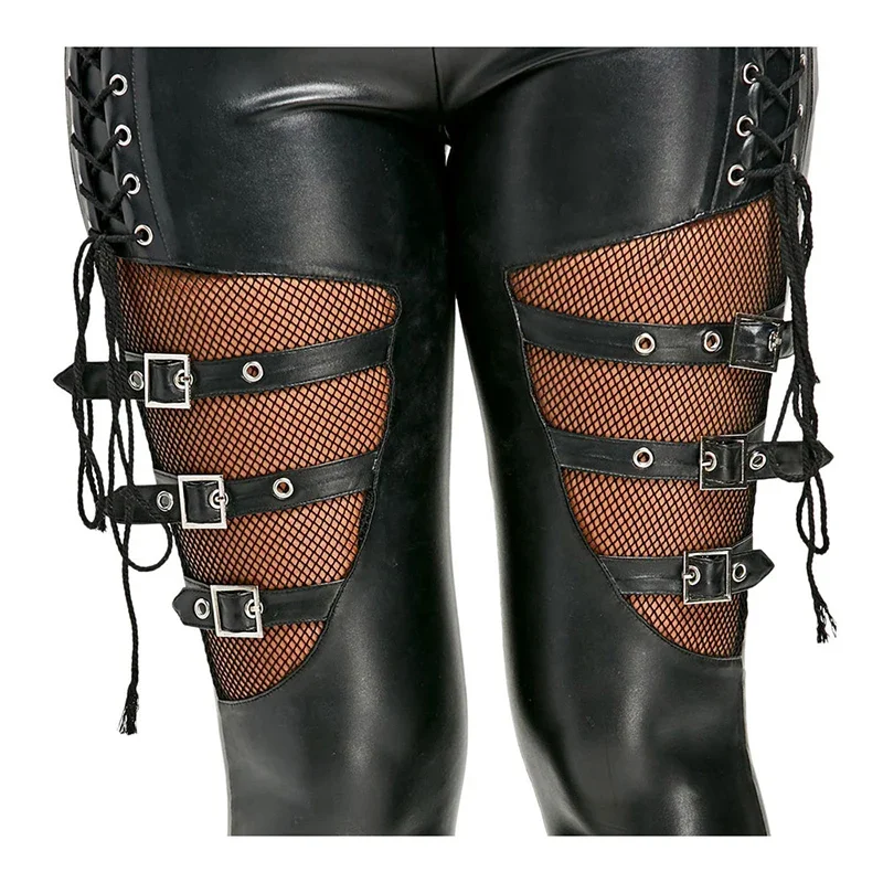 Patent Leather Women Skinny Pants High Waist Slim Nightclub DS Stage Performance Pants Party Clubwear Tight Leggings Streetwear