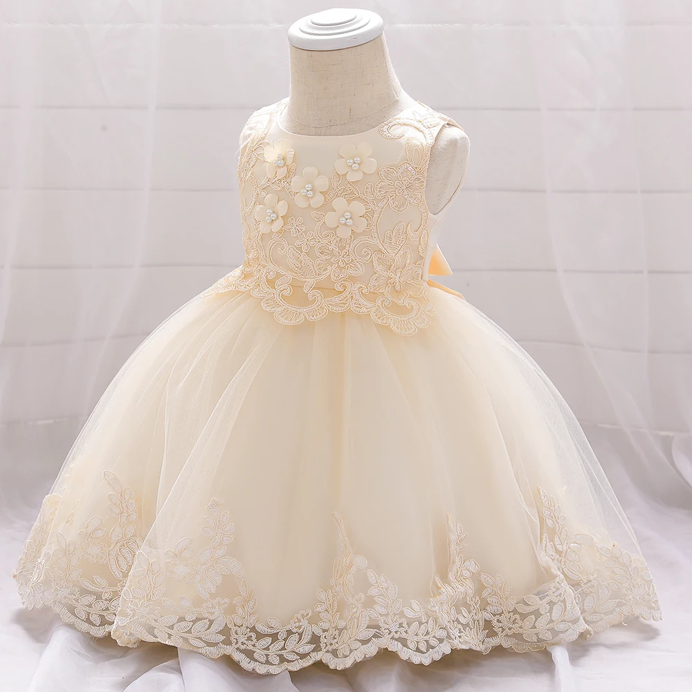 Summer Baptism Party Baby Girls Dress Elegant Flower 1st Birthday Wedding Princess Dress Girl First Communion Bridesmaid Vestido