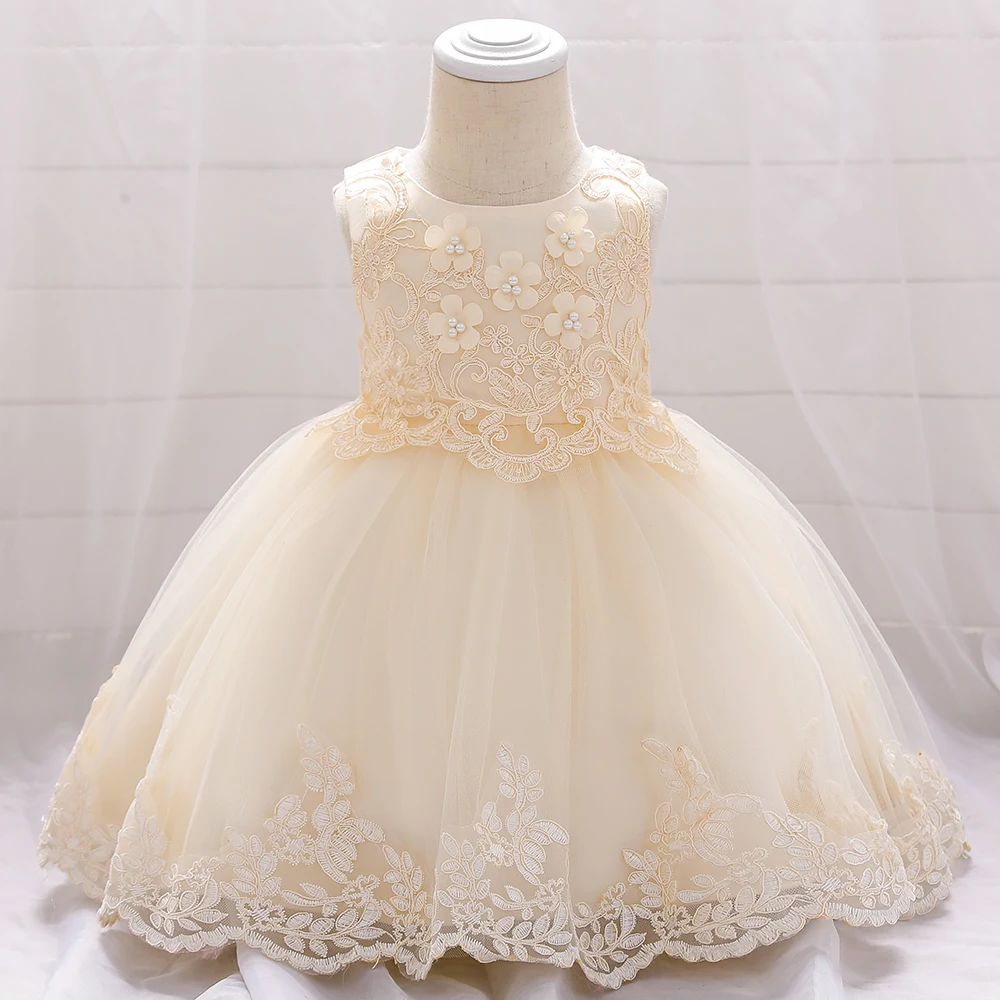 Summer Baptism Party Baby Girls Dress Elegant Flower 1st Birthday Wedding Princess Dress Girl First Communion Bridesmaid Vestido