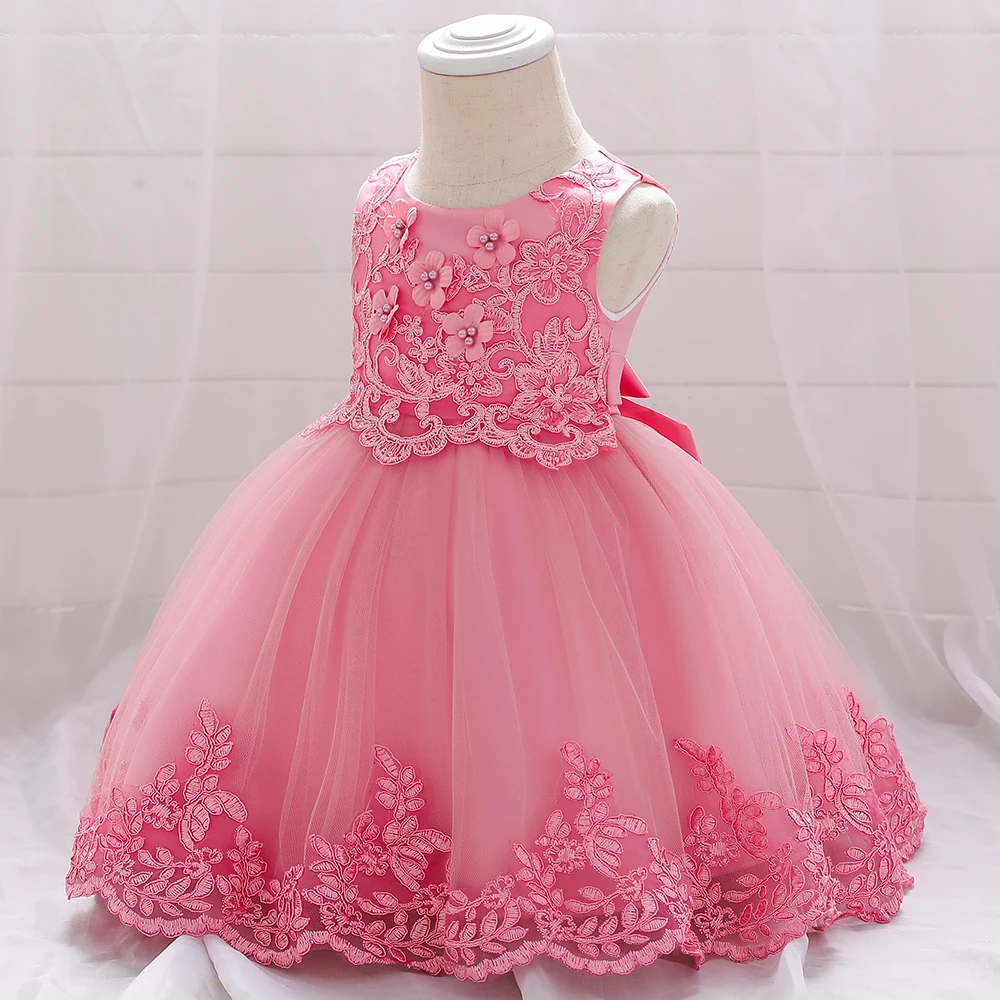 Summer Baptism Party Baby Girls Dress Elegant Flower 1st Birthday Wedding Princess Dress Girl First Communion Bridesmaid Vestido