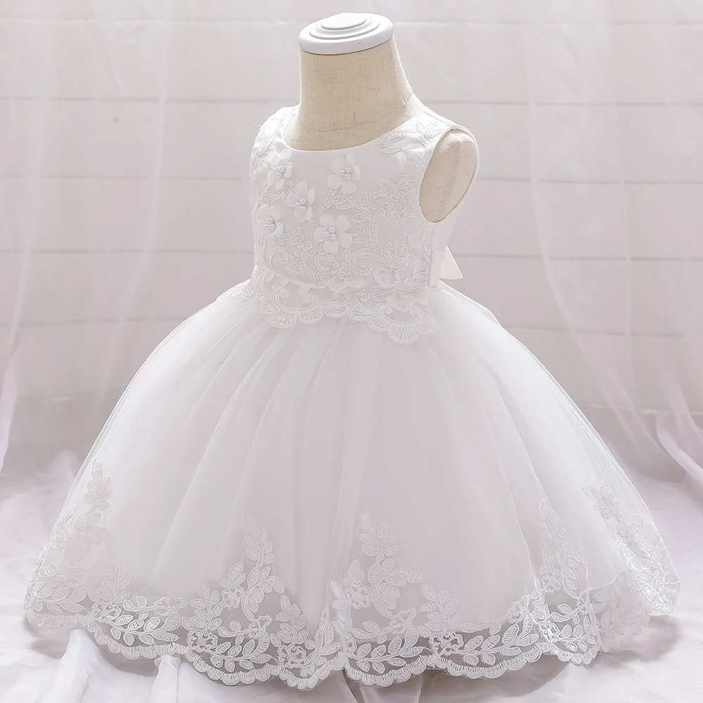 Summer Baptism Party Baby Girls Dress Elegant Flower 1st Birthday Wedding Princess Dress Girl First Communion Bridesmaid Vestido