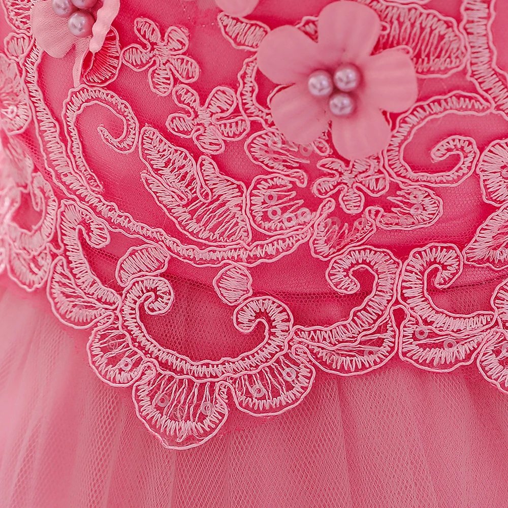 Summer Baptism Party Baby Girls Dress Elegant Flower 1st Birthday Wedding Princess Dress Girl First Communion Bridesmaid Vestido